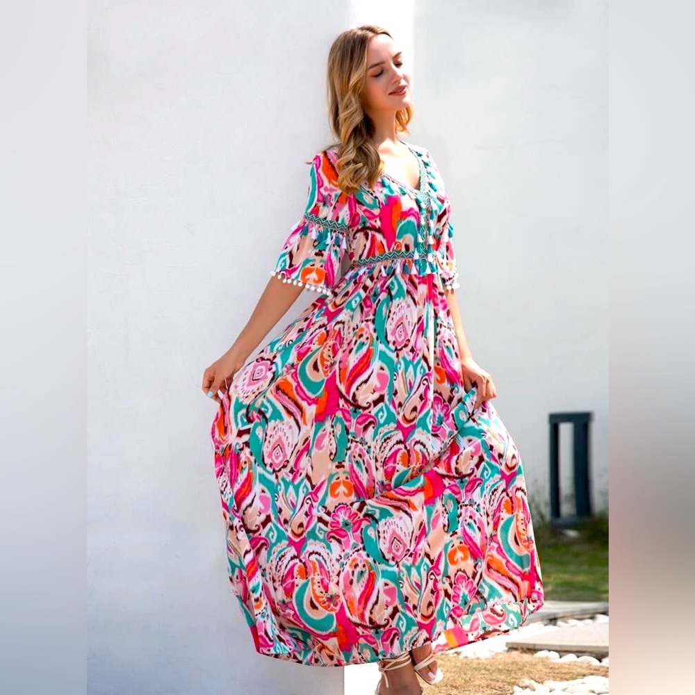 Neon Printed Beach Dress